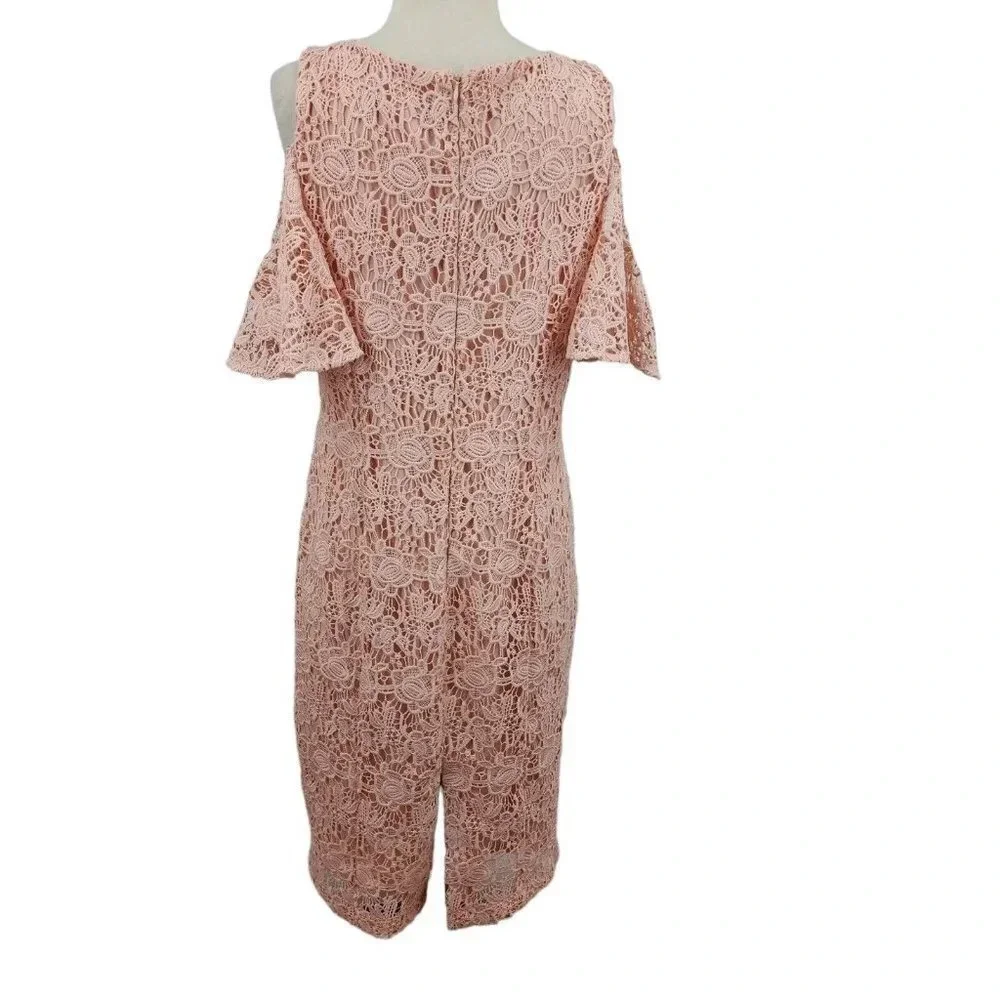 Nanette Lepore Women's Flutter Cold Shoulder‎ Lace Sheath Casual Dress Size 8